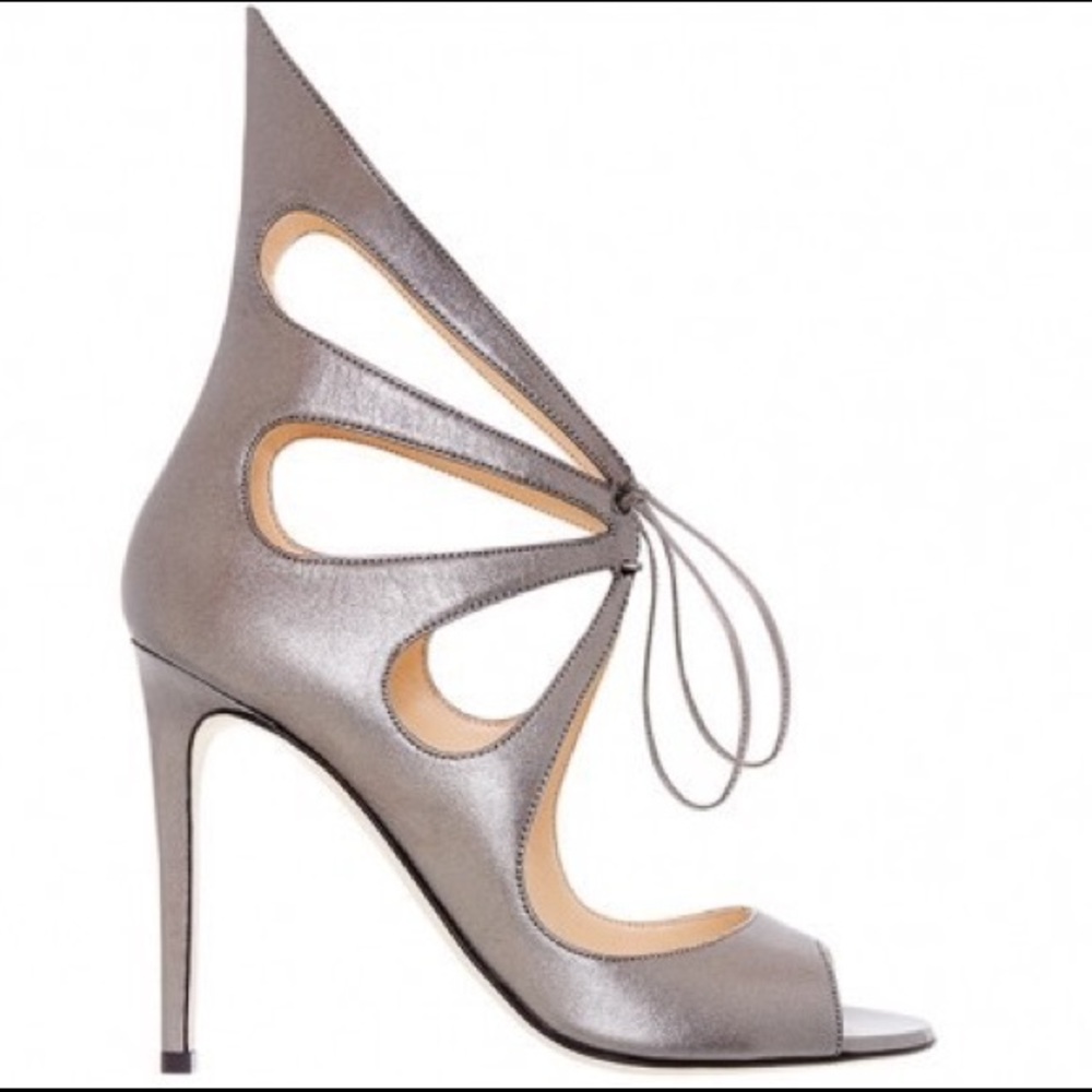 Alejandro Ingelmo Open Toe Mariposa Shoes Metallic Silver US 6 EUR 36